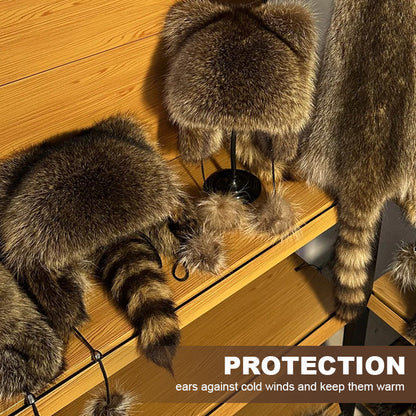 💥 50 % Black Friday! Luksus kunstig pels hue (vaskebjørns hale) 🦌 | Vinter & udendørs