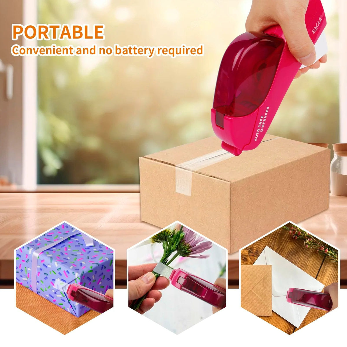 ✂️📦 Automatisk tape-dispenser – Pak ind med én hånd!
