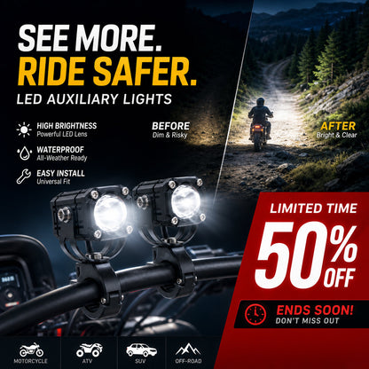 🎉 Udsalg 2026 — Over 40.000 solgt! 🏍️ Universelle LED-spotlights til motorcykler – dobbeltstråle og vandtætte til alle vejrforhold 💡