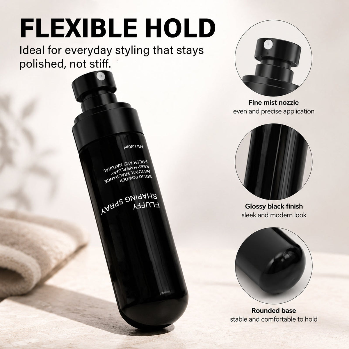 💁 50 % RABAT I BEGRÆNSET PERIODE! Fluffy Hair Shaping Spray, hårspray med langvarig ferskenduft, der giver volumen og holder hele dagen