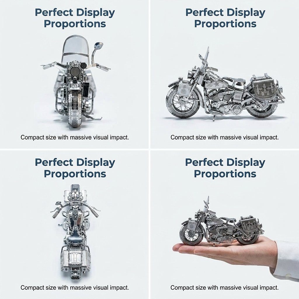 🔥SÆRTILBUD🔥Sølvfarvet 3D-metal-motorcykel-byggepuslespi