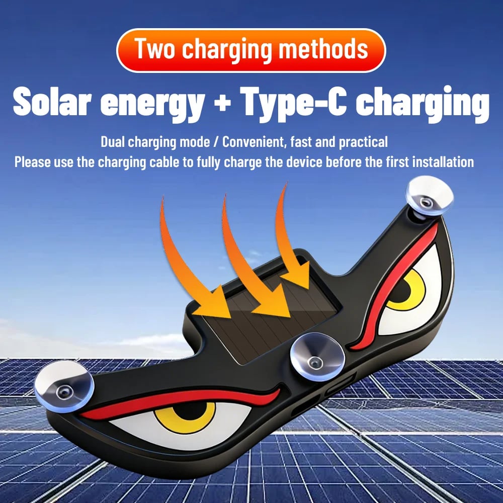 🔥Sidste dag med 49 % rabat – Solar Demon Eye LED-vindueslampe til bilen