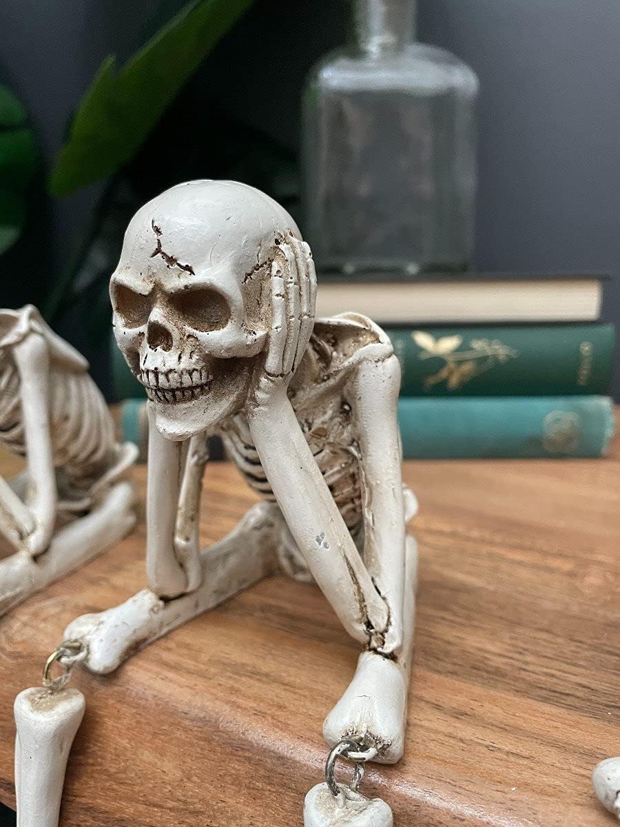 💀 Halloween tre kloge skeletter harpiks figurer 🎃