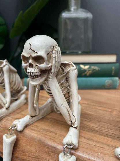 💀 Halloween tre kloge skeletter harpiks figurer 🎃