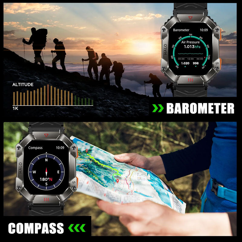 IP68 vandtæt militær AI voice Bluetooth call smartwatch