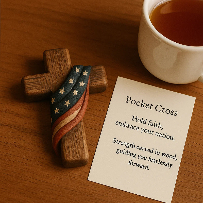 💕✝️Wooden Prayer Cross Pocket Card💯🪵Håndskåret 3D-gave til dine kære
