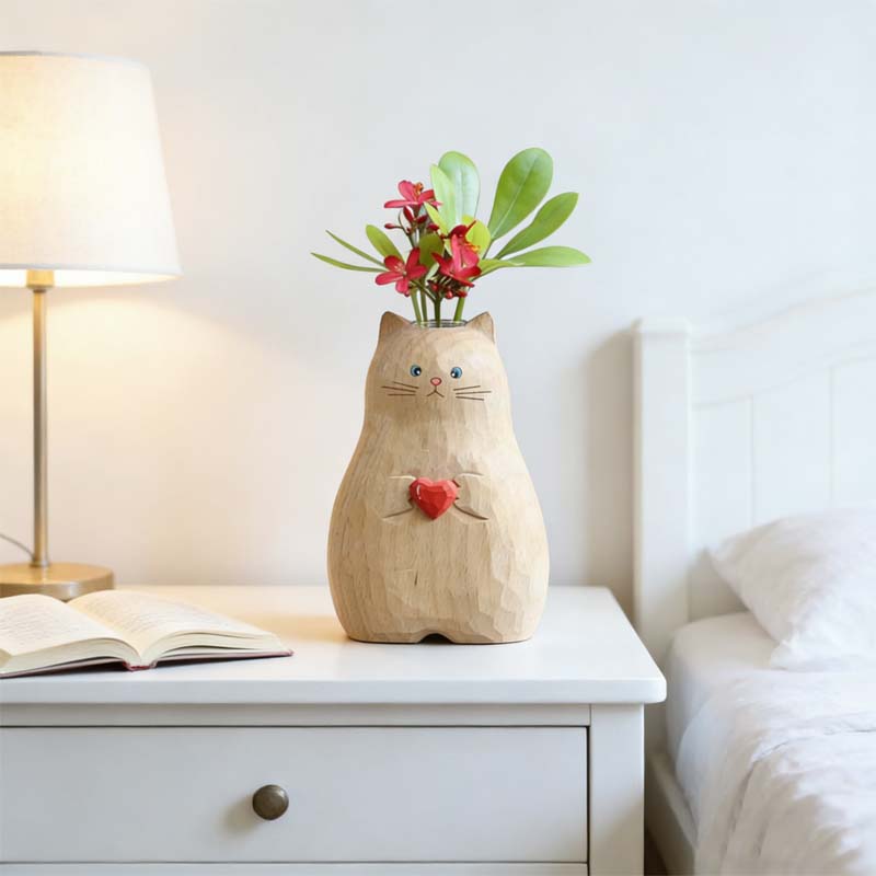 Chonky Cat vase med hjert