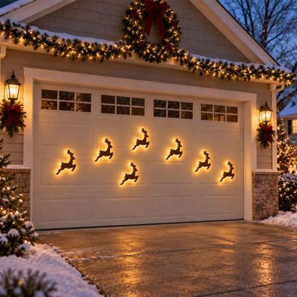 🎄 LED-vægdekorationer med rensdyr – ✨Festlig julebelysning
