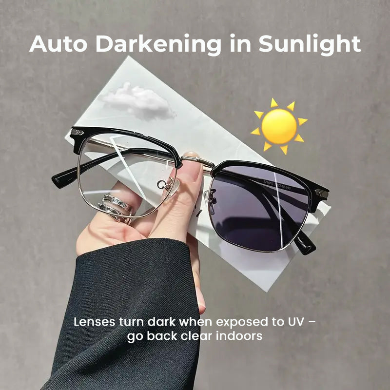 👓 Fotokromatiske briller – automatisk mørkfarvning, UV400, blålysfilter
