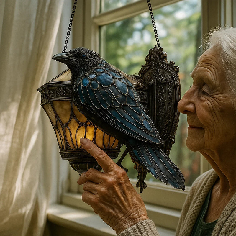 Raven farvet glas lantern