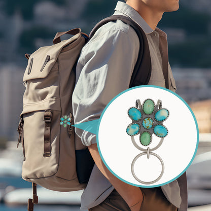 🌼 Turquoise Bloom Bag Clip Key Holder - Find dine nøgler med flai