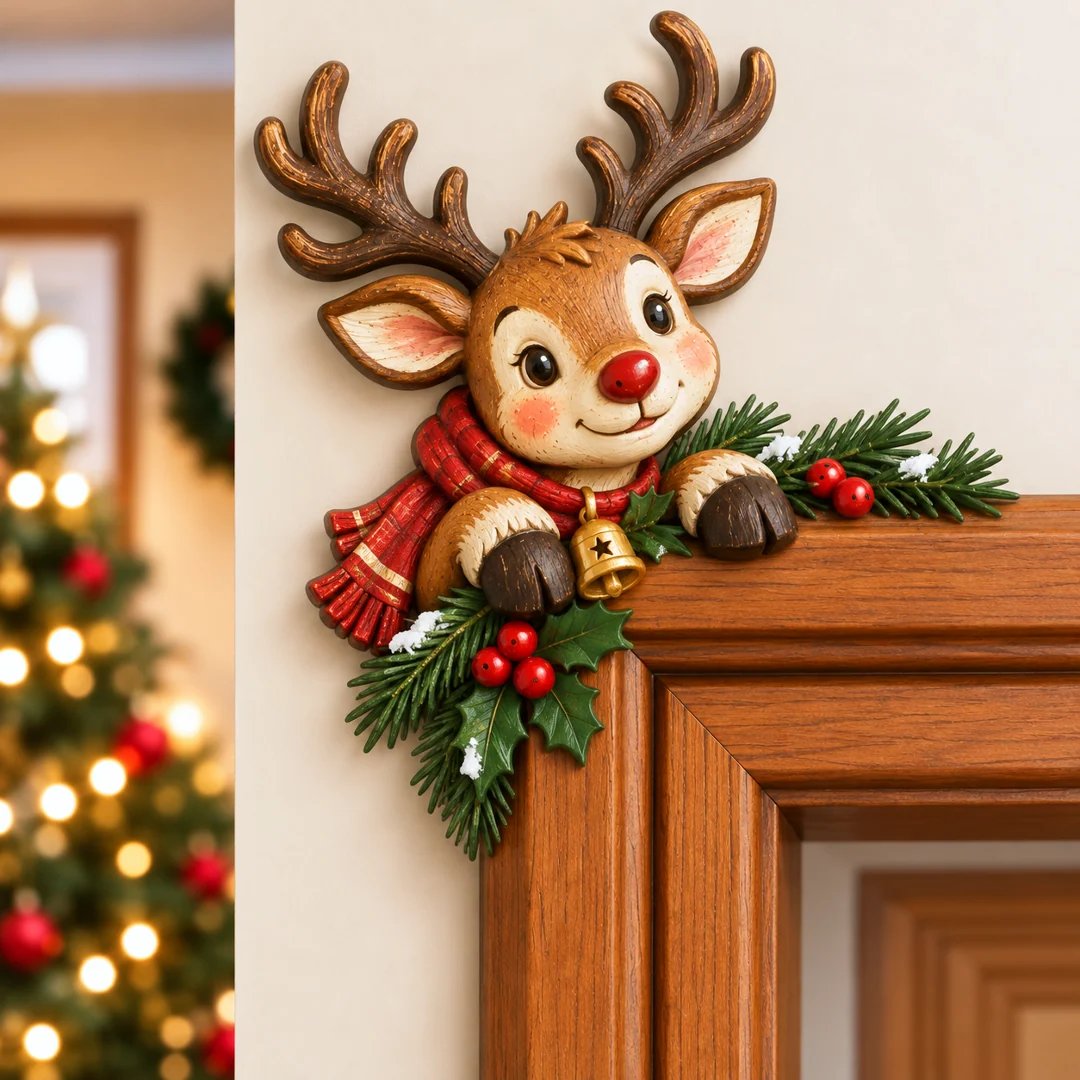 ⏰SIDSTE DAG – 50 % RABAT 🎅Julepynt til dørkarmen – »Peekaboo«-hjørnepynt