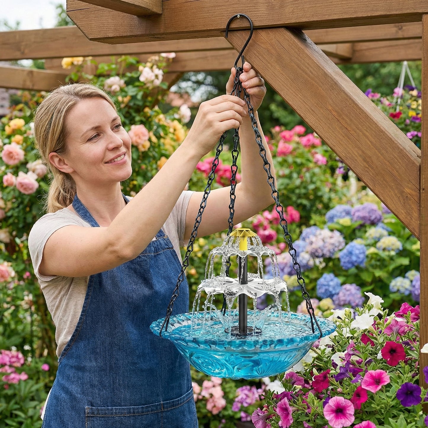 Solar Cascade hængende fuglebad-springvan