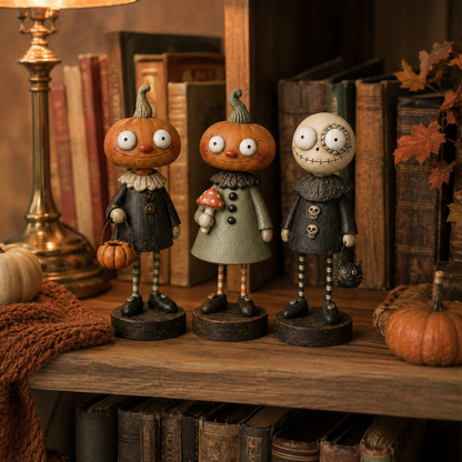 🎃Primitive Pumpkin Friends – Samling af vintage Halloween-figurer