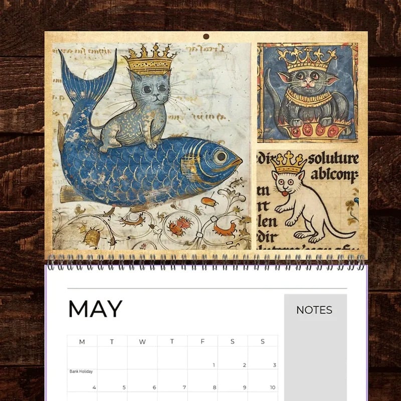 🐱Middelalderlige katte med kroner Kalender 2026