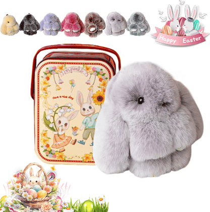 🐰Sød påskehare-nøglering i plys - gaveindpakket i blikæske, 🎁Sød påskeoverraskels