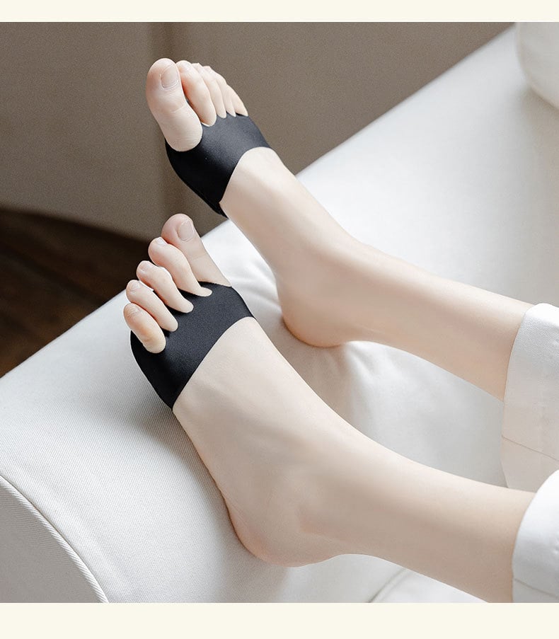 👠✨ Femtåede forfodspuder til kvinder | Stødabsorberende indlægssåler til højhælede sko | Sort/beige