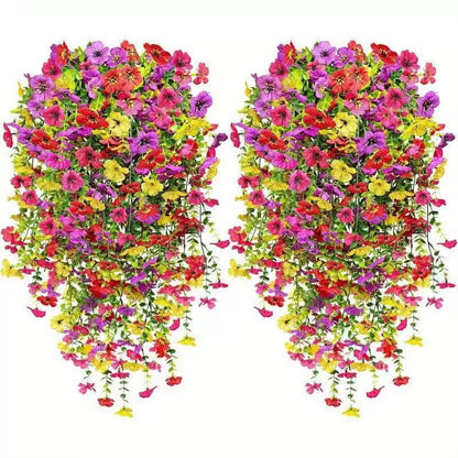 Udendørs kaskade af tusindfryd og eukalyptusblomster – UV-bestandige