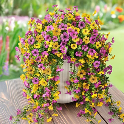 Udendørs kaskade af tusindfryd og eukalyptusblomster – UV-bestandige