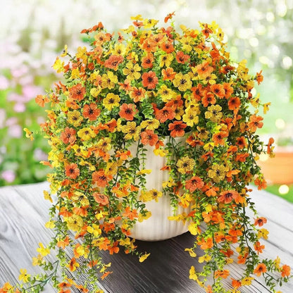 Udendørs kaskade af tusindfryd og eukalyptusblomster – UV-bestandige