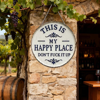 ✨Happy Place – Vintage-skilt i metal