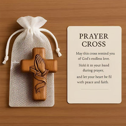 💕✝️Wooden Prayer Cross Pocket Card💯🪵Håndskåret 3D-gave til dine kære