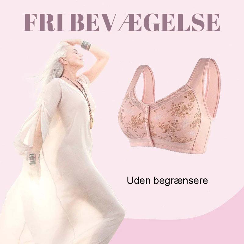 Køb en og få en gratis (2 stk)🎁🌸Blød bomulds-bh med frontprint, stor størrelse, bøjle