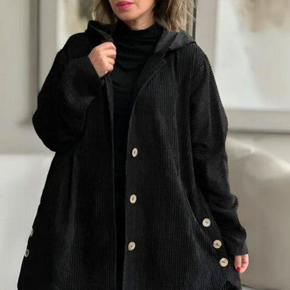 🍂 Afslappet fløjlsjakke med hætte til efteråret 🧥