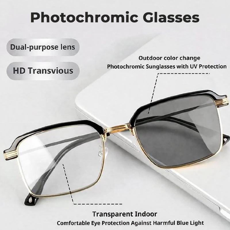 👓 Fotokromatiske briller – automatisk mørkfarvning, UV400, blålysfilter