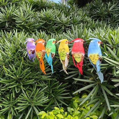 🐦 Kunstige fugle med fjer og klips (12 stk pr pakke)