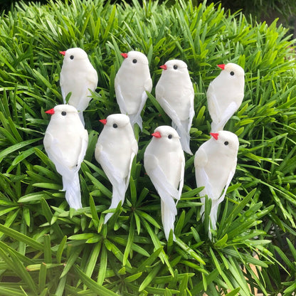 🐦 Kunstige fugle med fjer og klips (12 stk pr pakke)