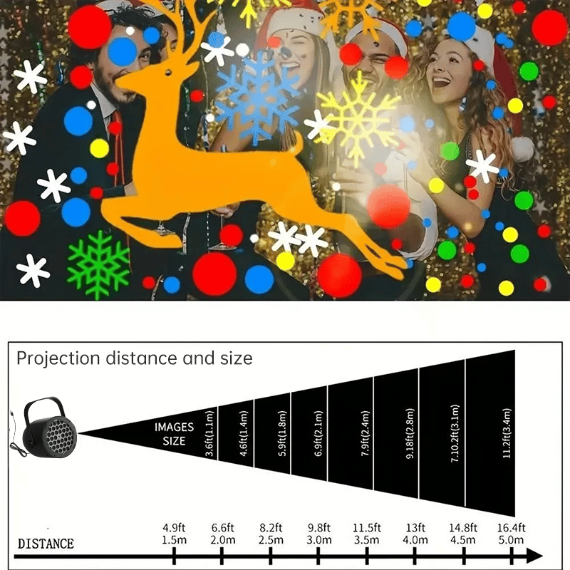 🎅LED-julelampe med projektion – 16 mønstre med ren julemagi!🎄