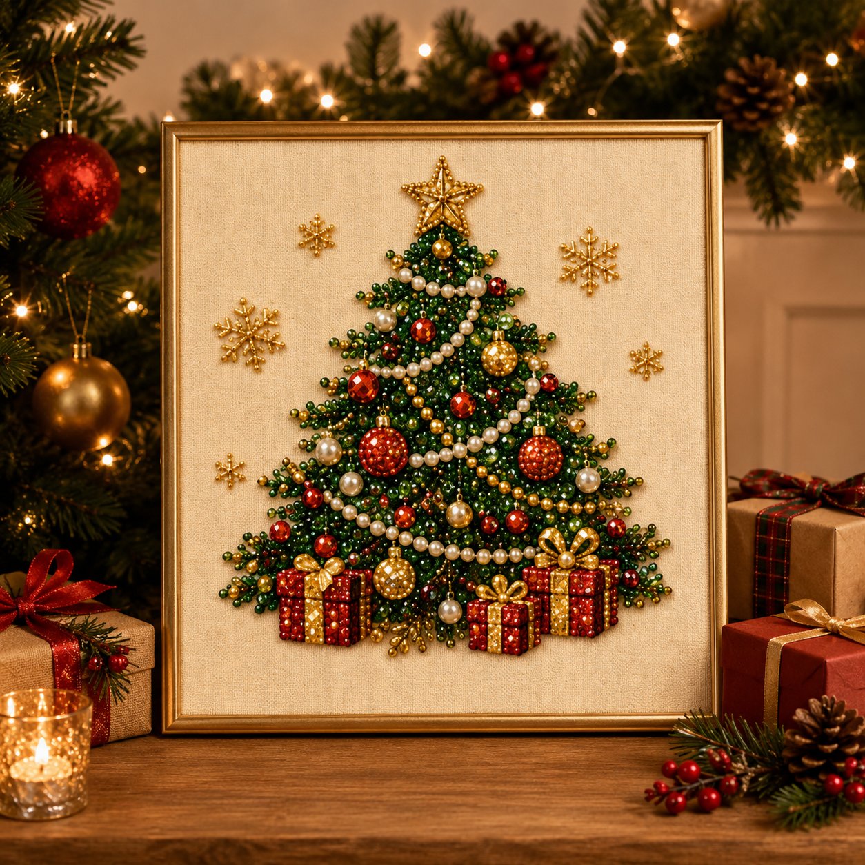 🧘Afslappende og velegnet til begyndere – 🎨💎DIY-julekunstsæt med perler til diamantmaleri