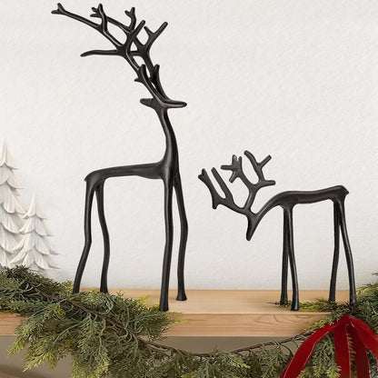 🎅Julebestsellere 🦌2 stk sorte rensdyrstatuer, julepynt sæ