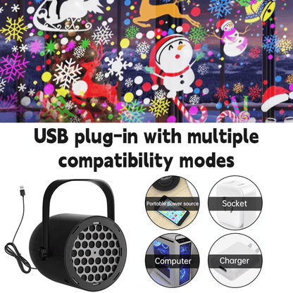 🎅LED-julelampe med projektion – 16 mønstre med ren julemagi!🎄
