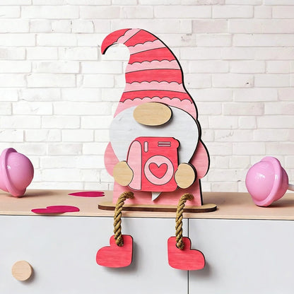 💖Valentinsdag-dekoration i træ med nisse