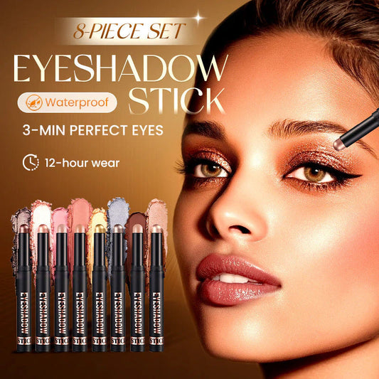 🎄50.000+ SOLGT! 🎁✨8 farver glitter øjenskygge stick vandtæt & langtidsholdbar & multifunktionel