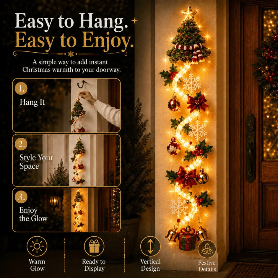 ⏳ Sidste dag med 49 % rabat – 🎄MerryCascade™ lysende jule-dørhænger | 6 festlige lysdesign✨