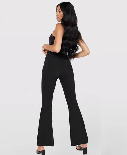 LAST DAY SALE 49% OFF🔥Høj talje med krydsede lommer Stretchy strikkede casual flare jeans