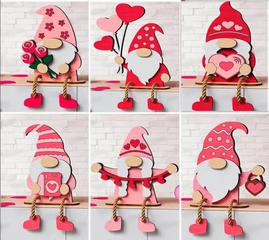 💖Valentinsdag-dekoration i træ med nisse