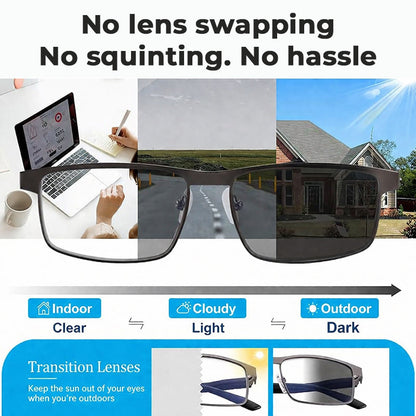 👓 Fotokromatiske briller – automatisk mørkfarvning, UV400, blålysfilter