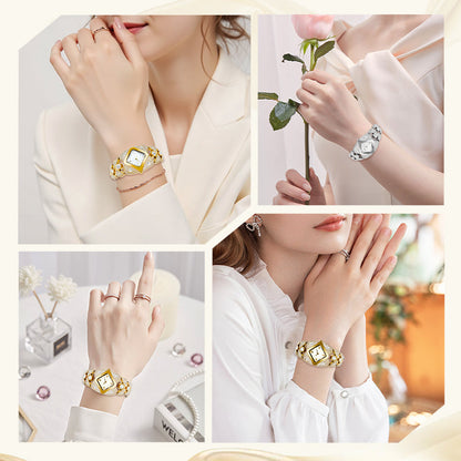 💜SIDSTE DAGS TILBUD - 50% RABAT💜Retrokvartsur med funklende rhinsten⌚