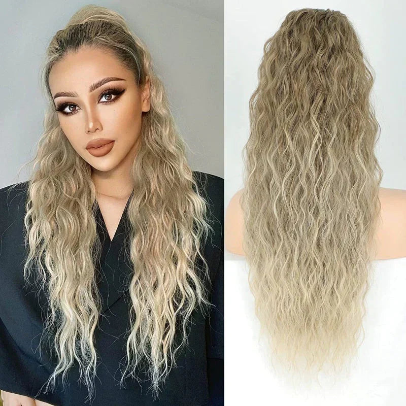 ⏳Begrænset tid 50% rabat💥💖18 tommer krøllet, bølget Frizz-hårfortykning med hestehale