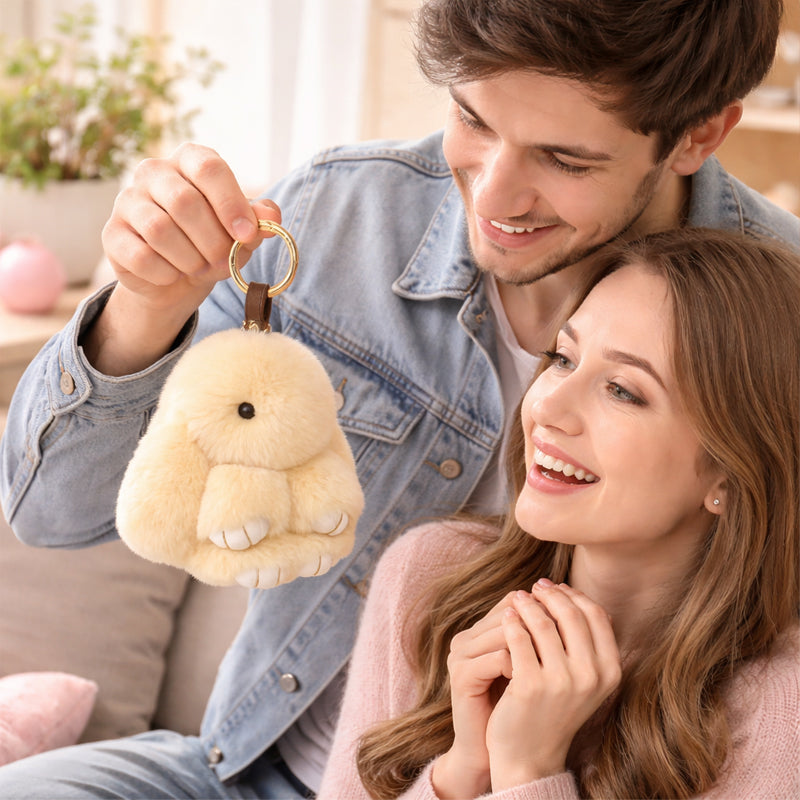 🐰Sød påskehare-nøglering i plys - gaveindpakket i blikæske, 🎁Sød påskeoverraskels