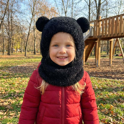 Lille bjørn plys tørklæde og hue sæt 🧸