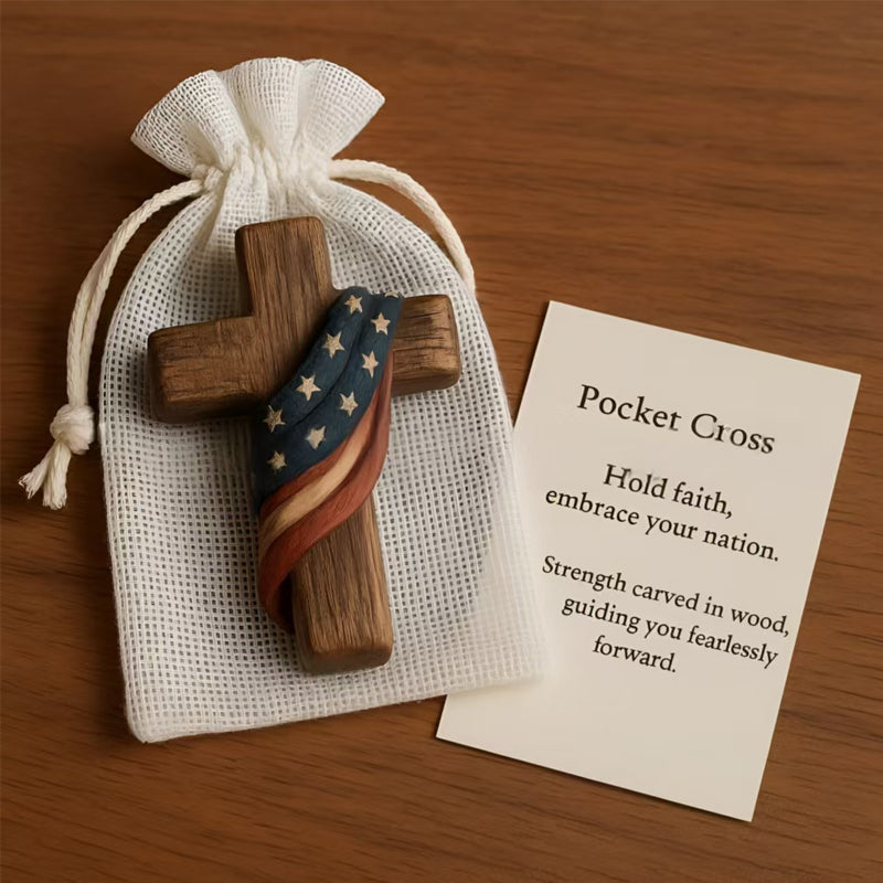 💕✝️Wooden Prayer Cross Pocket Card💯🪵Håndskåret 3D-gave til dine kære