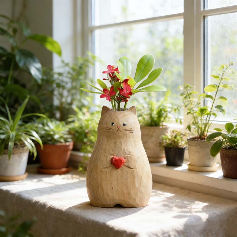 Chonky Cat vase med hjert