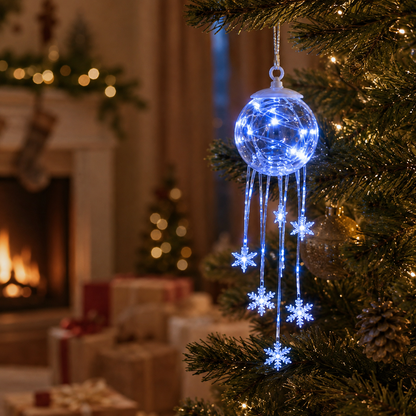 Winter Magic Snowflake Cascade – LED-julekugle til at hænge op❄️