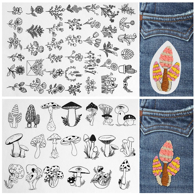 🌸Blomsterlinjer Designede blomsterbordurmønstre Broderimønstre – Broderi & Stitch for begynder