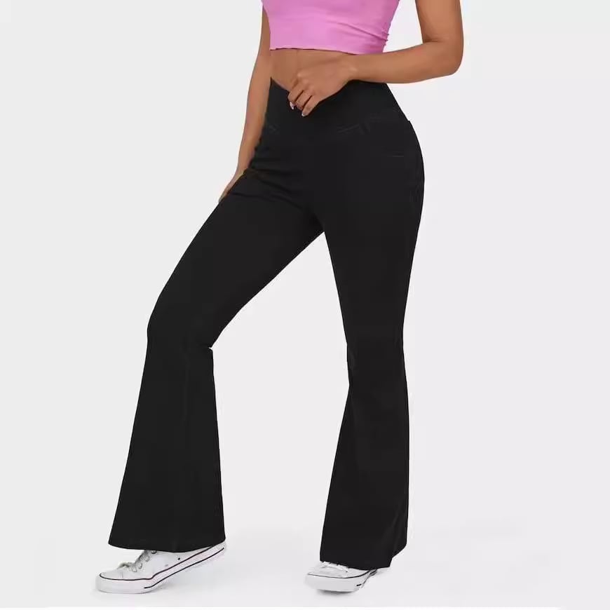 LAST DAY SALE 49% OFF🔥Høj talje med krydsede lommer Stretchy strikkede casual flare jeans
